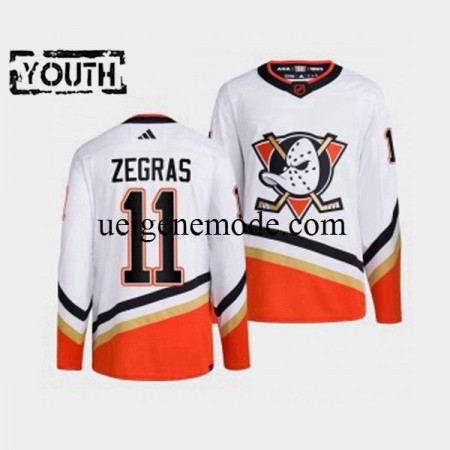 Kinder Anaheim Ducks Eishockey Trikot Trevor Zegras 11 Adidas 2022-2023 Reverse Retro Weiß Authentic